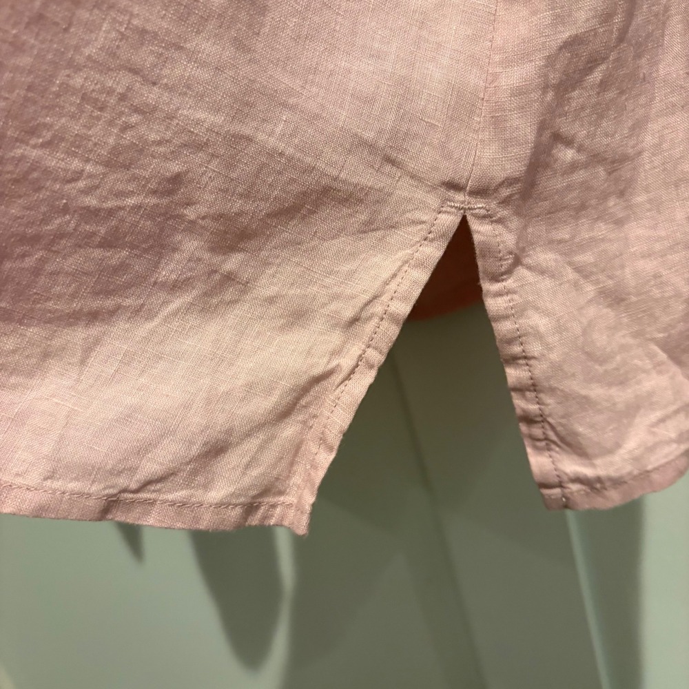 Eileen Fisher Linen Shirt Large Pink Lilac Organic Linen Long Sleeve Button Up - Picture 7 of 12